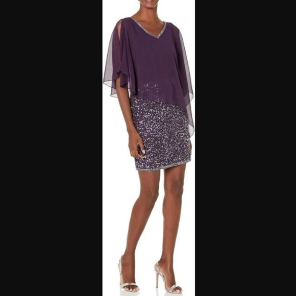 NWT J Kara Women's Caplet Short Cocktail Beaded Dress, sz 14 - Picture 1 of 8
